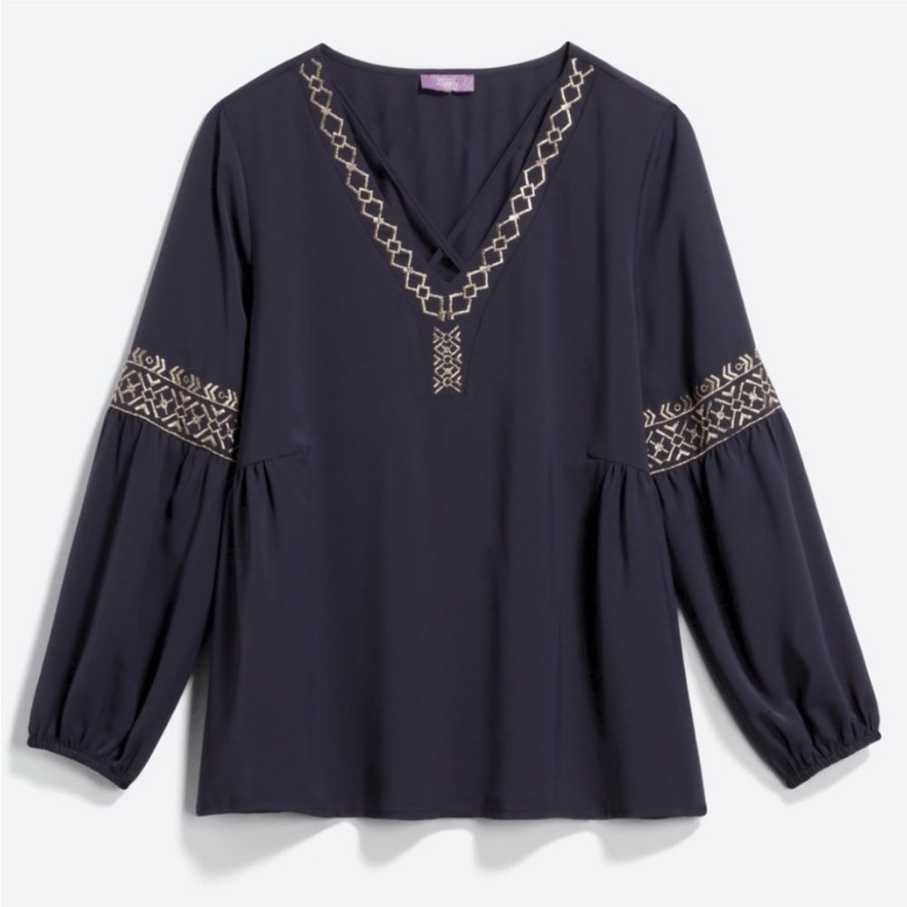 TRULY POPPY Peasant Blouse Size: XXL